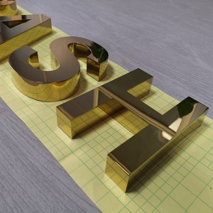 Mirror Gold Color Stainless Steel Sign