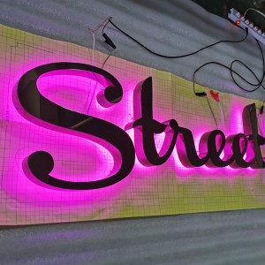 Led Commercial Halo Lit Pink Lights Letter Sign