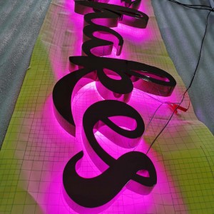 Led Commercial Halo Lit Pink Lights Letter Sign