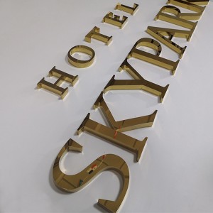 3D Mirror Gold Color Letter Sign