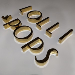 3D Stainless Steel Gold Mirror Color Signage