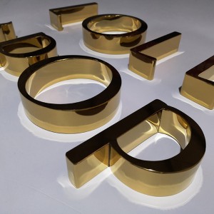 3D Stainless Steel Gold Mirror Color Signage